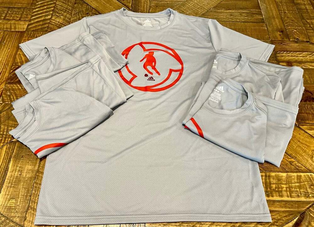 Adidas Soccer T-Shirt Size M Gray Orange Athletic Training Top (5 Shirt Lot)